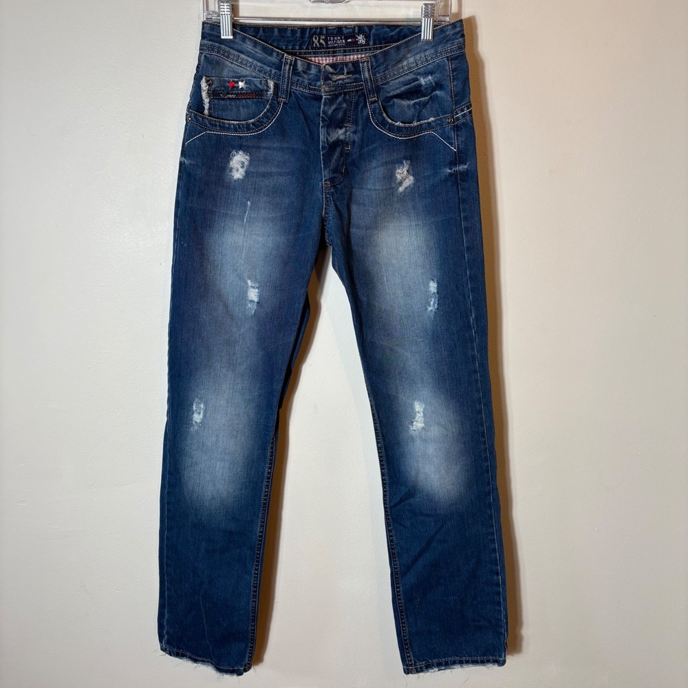 Vintage‎ Tommy Hilfiger Regular Fit Jeans 30x33 Distressed Made in Turkey
